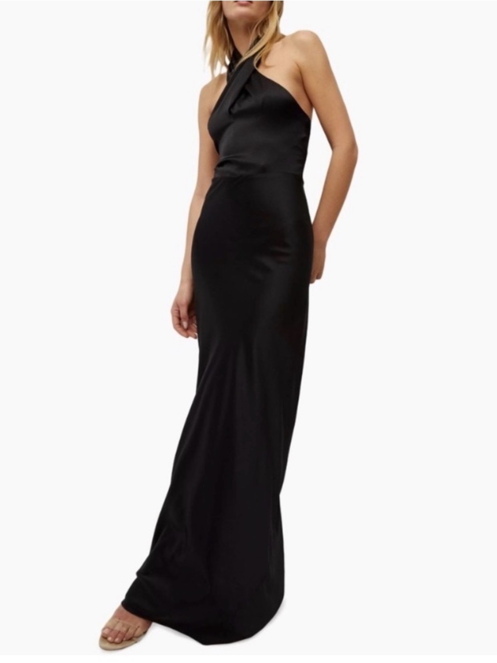 Veronica Beard Black Halter Cross-Neck Maxi Dress - Picture 2 of 9
